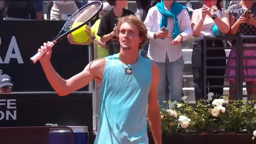 Alexander Zverev reacts to beating Sebastian Baez in tricky Rome opener