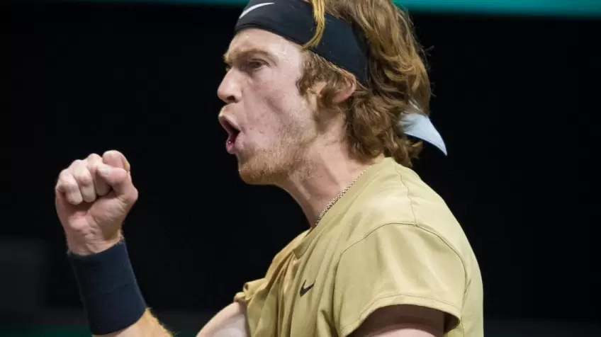 Andrey Rublev reacts to winning Rotterdam, 20th consecutive match at ATP 500 level 