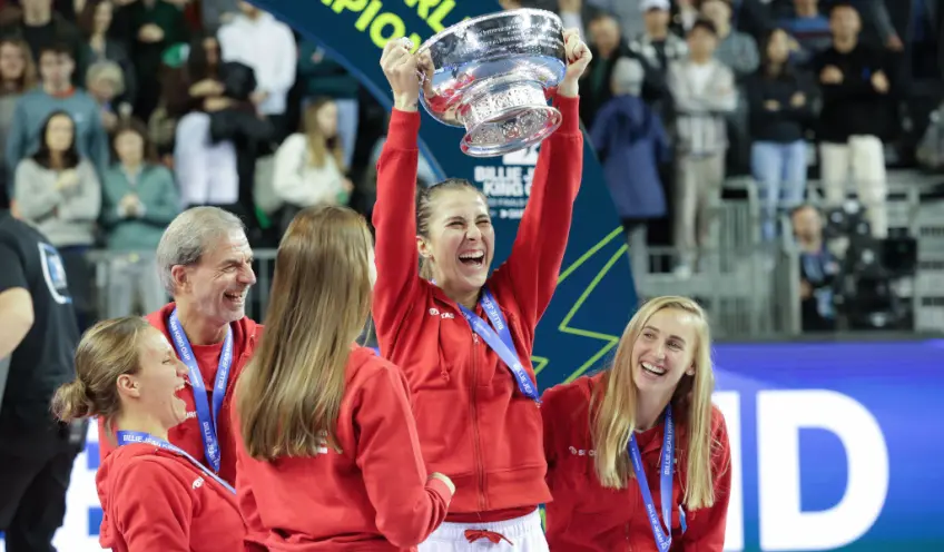 Belinda Bencic reacts to winning Billie Jean King Cup Finals title 