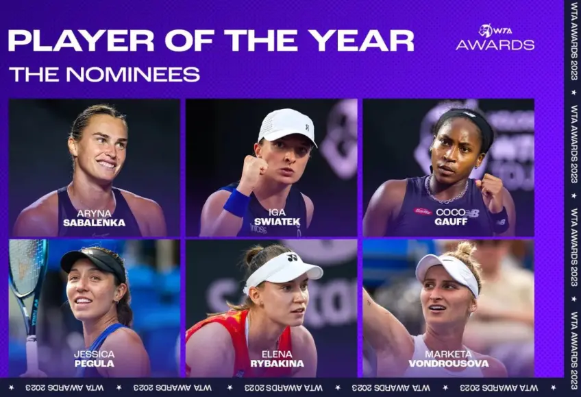 Gauff, Sabalenka, Swiatek nominated for the WTA Player Awards 2023