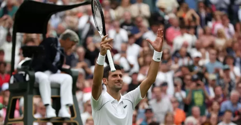 Novak Djokovic reacts to ousting Miomir Kecmanovic at Wimbledon