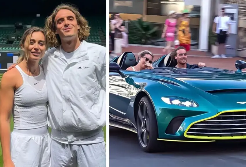 Paula Badosa and Stefanos Tsitsipas fly aboard a luxurious Aston Martin