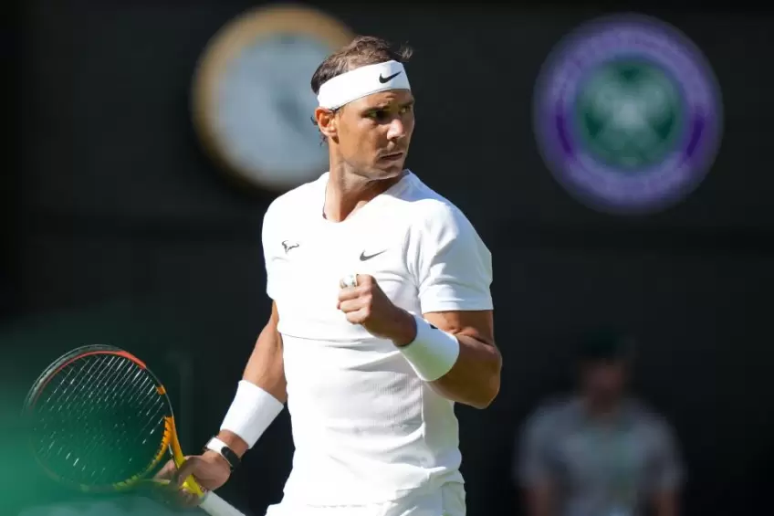 Rafael Nadal reacts to destroying Lorenzo Sonego at Wimbledon