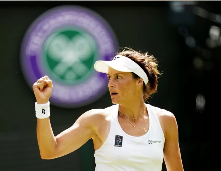 Tatjana Maria reacts to shocking Jelena Ostapenko for first Wimbledon quarterfinal