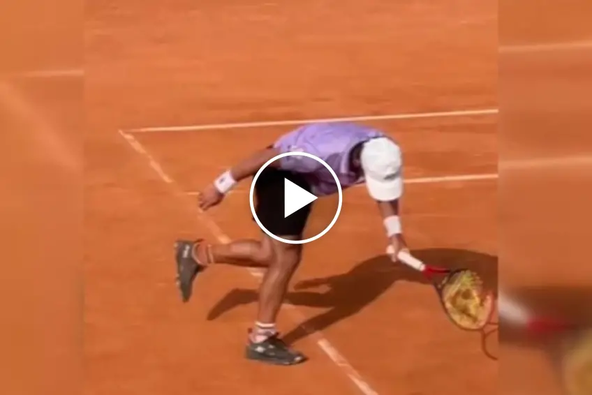 Furious Yoshihito Nishioka destroys three rackets at the Sardinia Open