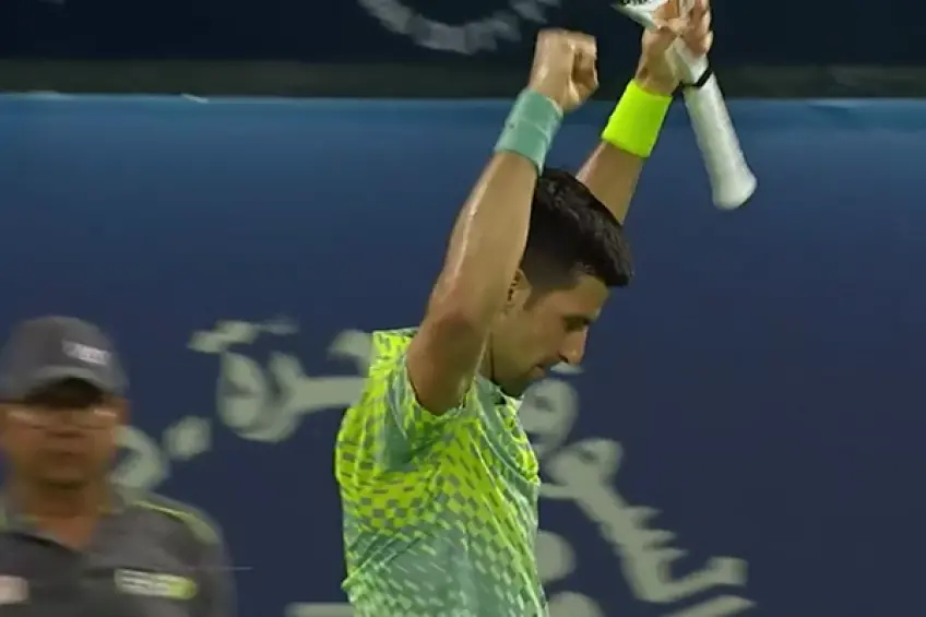 Watch: Novak Djokovic raises his hands after winning a 15-minute game